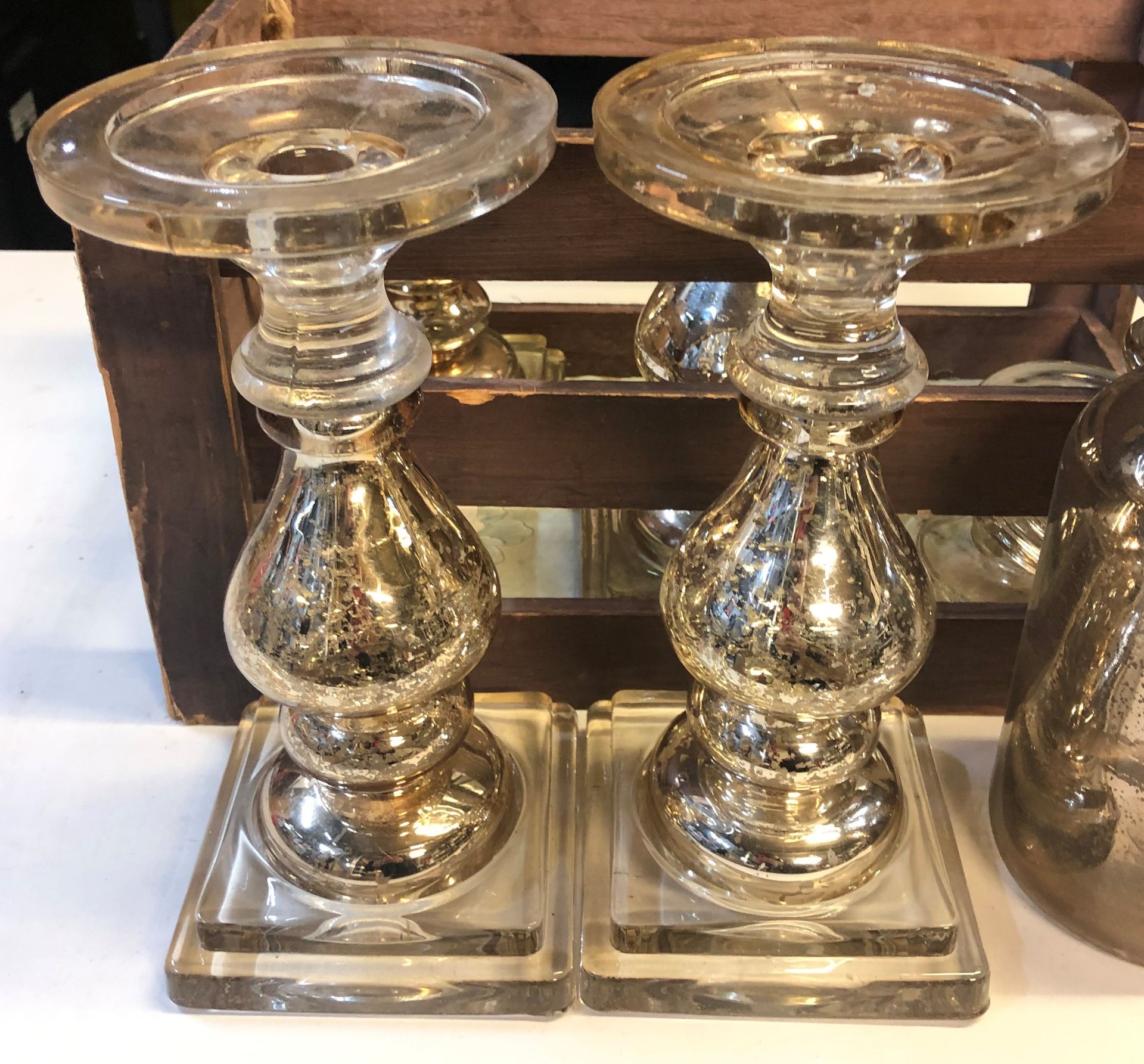 4 x Glass Candle Holders w/ Gold Effect - Image 2 of 4