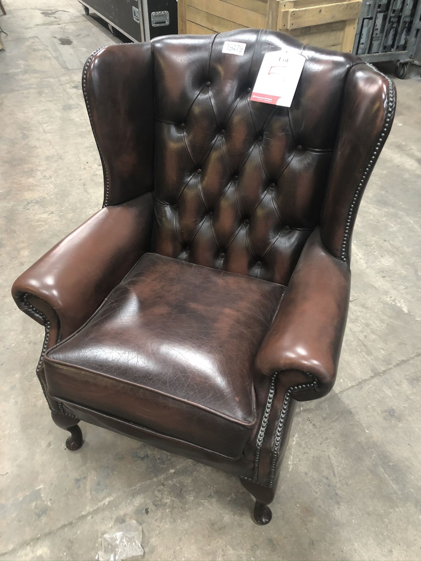 Leather Chesterfield Armchair in Brown