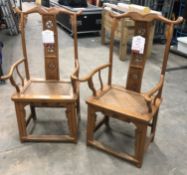 2 x Wooden Hindu 'Peace' Chairs