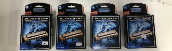 4 x Blues Harp Harmonicas (see description)