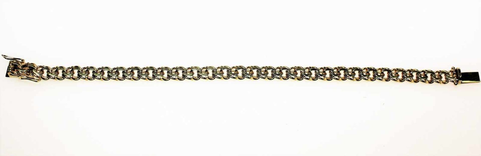 Goldenes Armband 585/f gest., Garibaldimuster, Länge ca. 19 cm.Brgw. 19,6 g