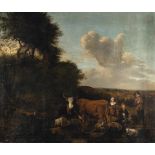 Albert Jansz. KlompUm 1618 ? - Amsterdam 1688Weite Landschaft mit Vieh, Schafen und HirtenÖl auf