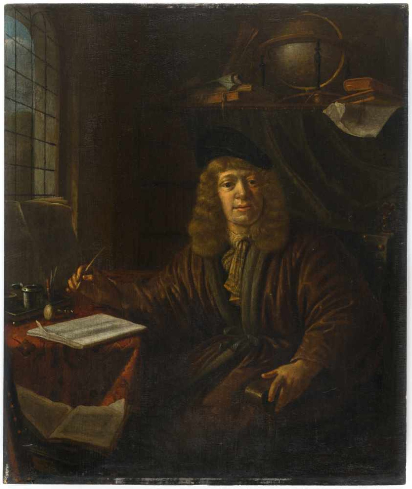 NiederländischDer AstronomÖl auf Holz. (18. Jh.). 51 x 43 cm.Provenienz: Eduard Hünerberg, - Image 2 of 3