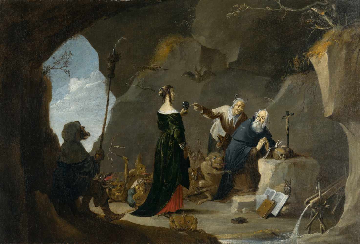 David Teniers D. J. (Nachfolge)1610 Antwerpen - Brüssel 1690Die Versuchung des hl. AntoniusÖl auf