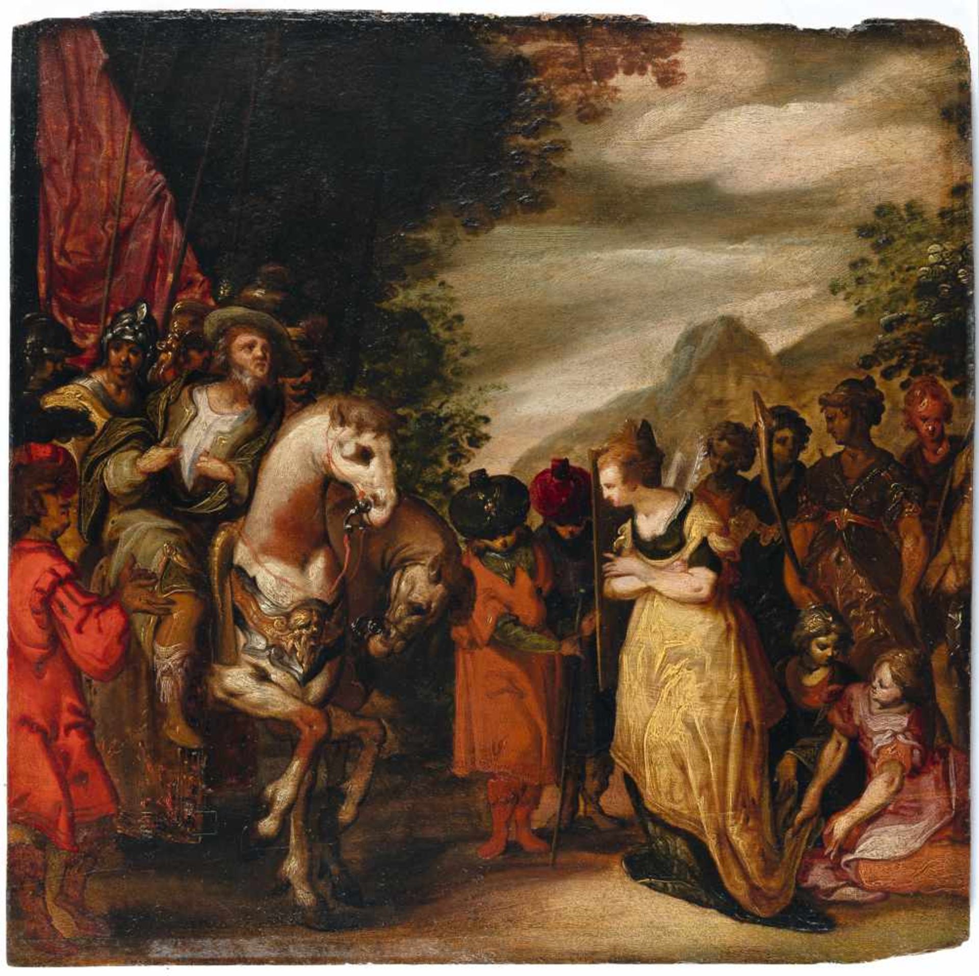 Karel Van Mander1548 Courtrai - Amsterdam 1606Jephta erblickt seine TochterÖl auf Holz. (Ende 16. - Image 2 of 2