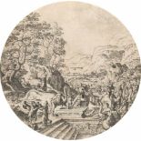Hans Bol1534 Malines - Amsterdam 1593Eleazar und Rebecca am BrunnenRadierung auf Bütten mit Wz. „