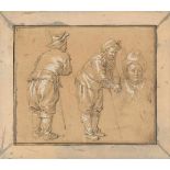 Abraham Bloemaert1564 Gorinchem - 1651 ParisStudie von zwei Männern, die sich auf einen Stock