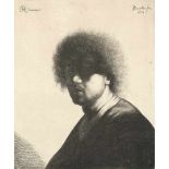Johannes Van VlietTätig um 1626 - Leiden 1637Bildnis von Rembrandt im Dreiviertelprofil nach