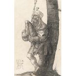 Albrecht Dürer1471 - Nürnberg - 1528Der DudelsackpfeiferKupferstich auf Bütten. (1514). 11,6 x 7,2