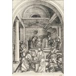 Albrecht Dürer1471 - Nürnberg - 1528Der zwölfjährige Jesus im Tempel.Holzschnitt auf Bütten. (Um