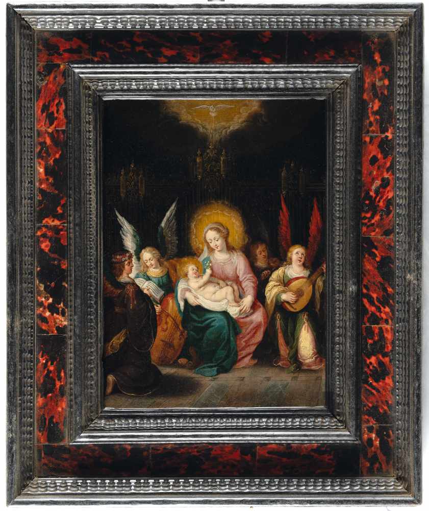 Cornelis De Baellieur 1607 - Antwerpen- 1671 Madonna mit Kind und musizierenden Engeln Öl auf - Image 2 of 2