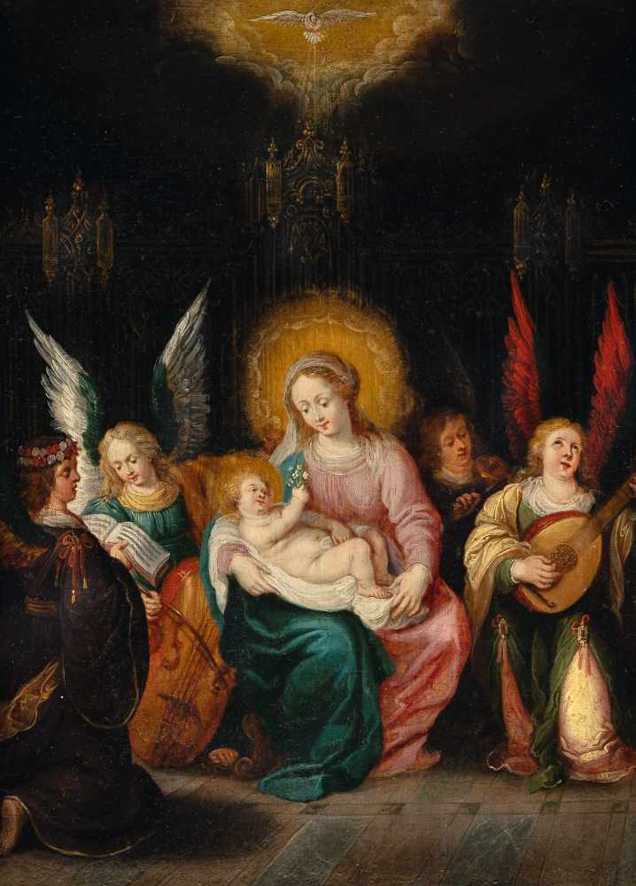 Cornelis De Baellieur 1607 - Antwerpen- 1671 Madonna mit Kind und musizierenden Engeln Öl auf
