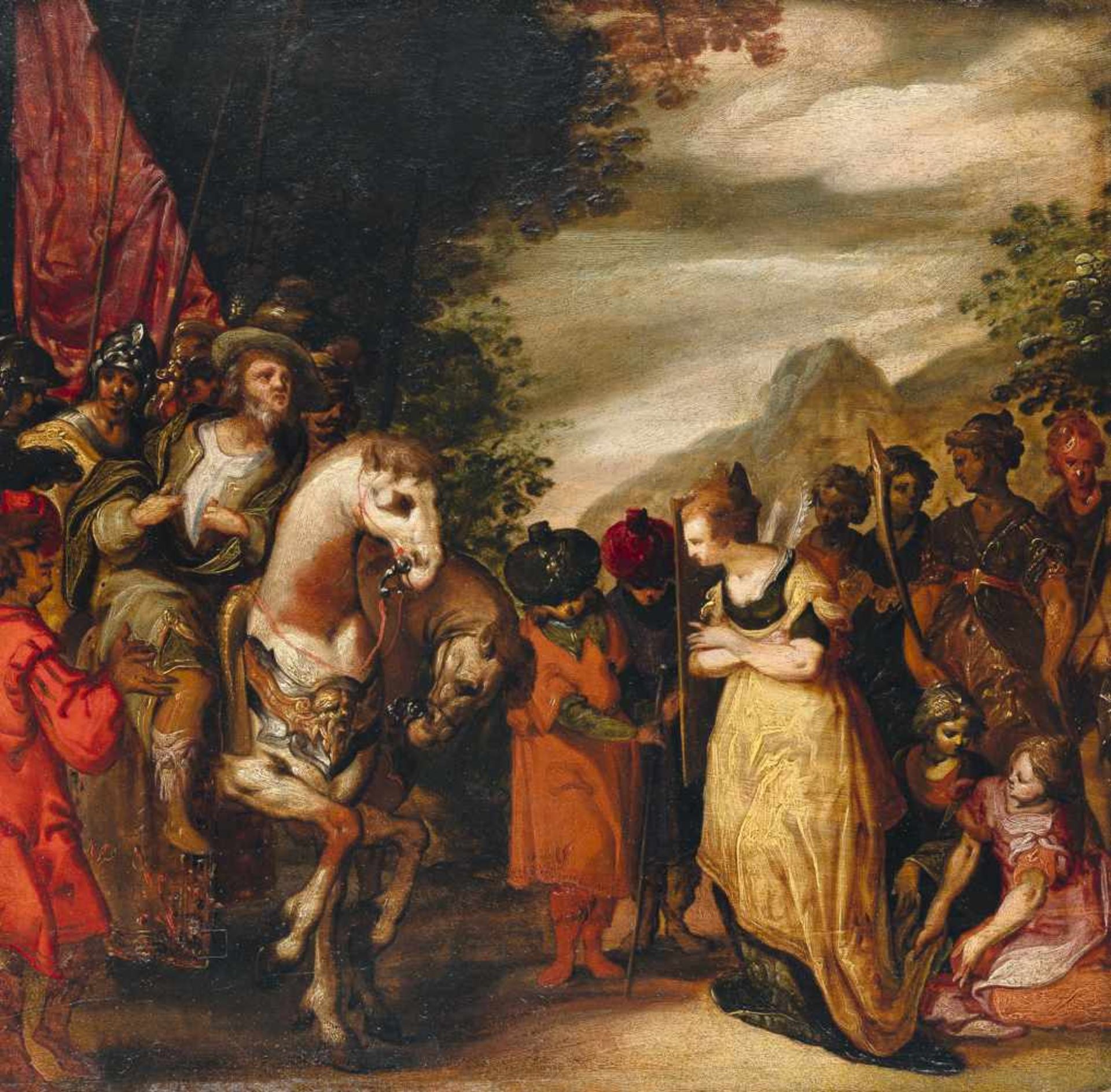 Karel Van Mander1548 Courtrai - Amsterdam 1606Jephta erblickt seine TochterÖl auf Holz. (Ende 16.