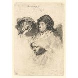 Rembrandt Harmensz. Van Rijn1606 Leiden - Amsterdam 1669Drei Frauenköpfe, die eine Frau