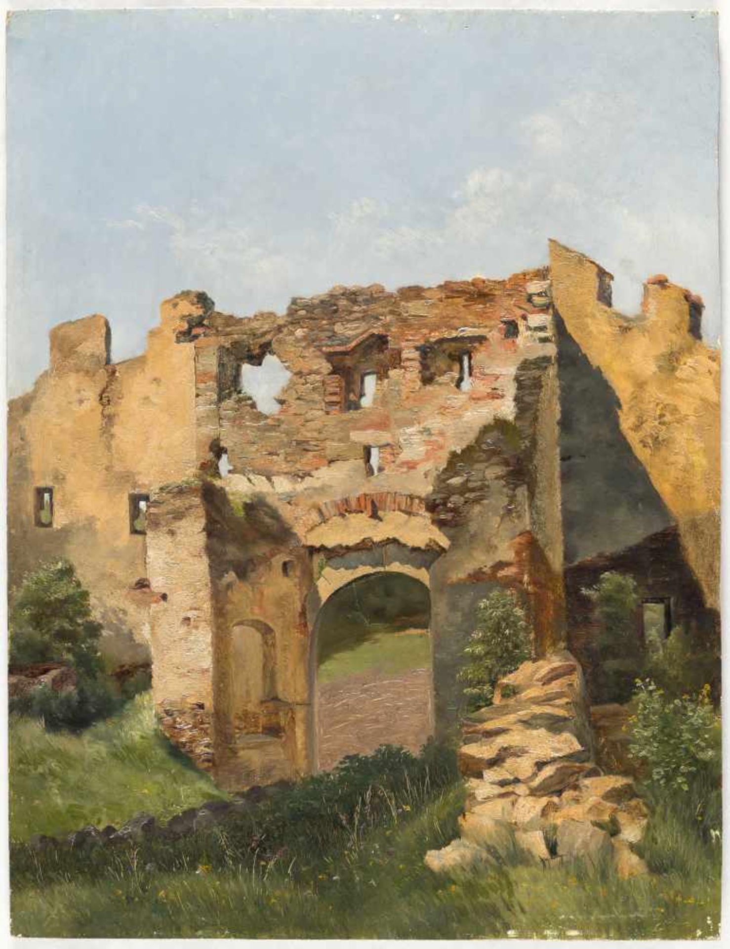 Carl Haunold (Zugeschrieben)1832 – Wien – 1911BurgruineÖl auf Holz. 31,5 x 24 cm.Provenienz: - Image 2 of 3