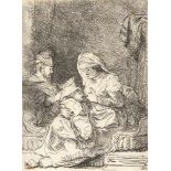 Rembrandt Harmensz. Van Rijn1606 Leiden - Amsterdam 1669Die heilige Familie, Maria stillendRadierung