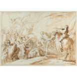 Giuseppe Piattoli1748 - Florenz - 1834Die KreuztragungFeder in Braun, laviert auf Bütten. 44,7 x