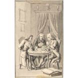Johann Georg Wagner1744 - Meissen - 1767Die KartenspielerFeder und Pinsel in Schwarz und Grau auf