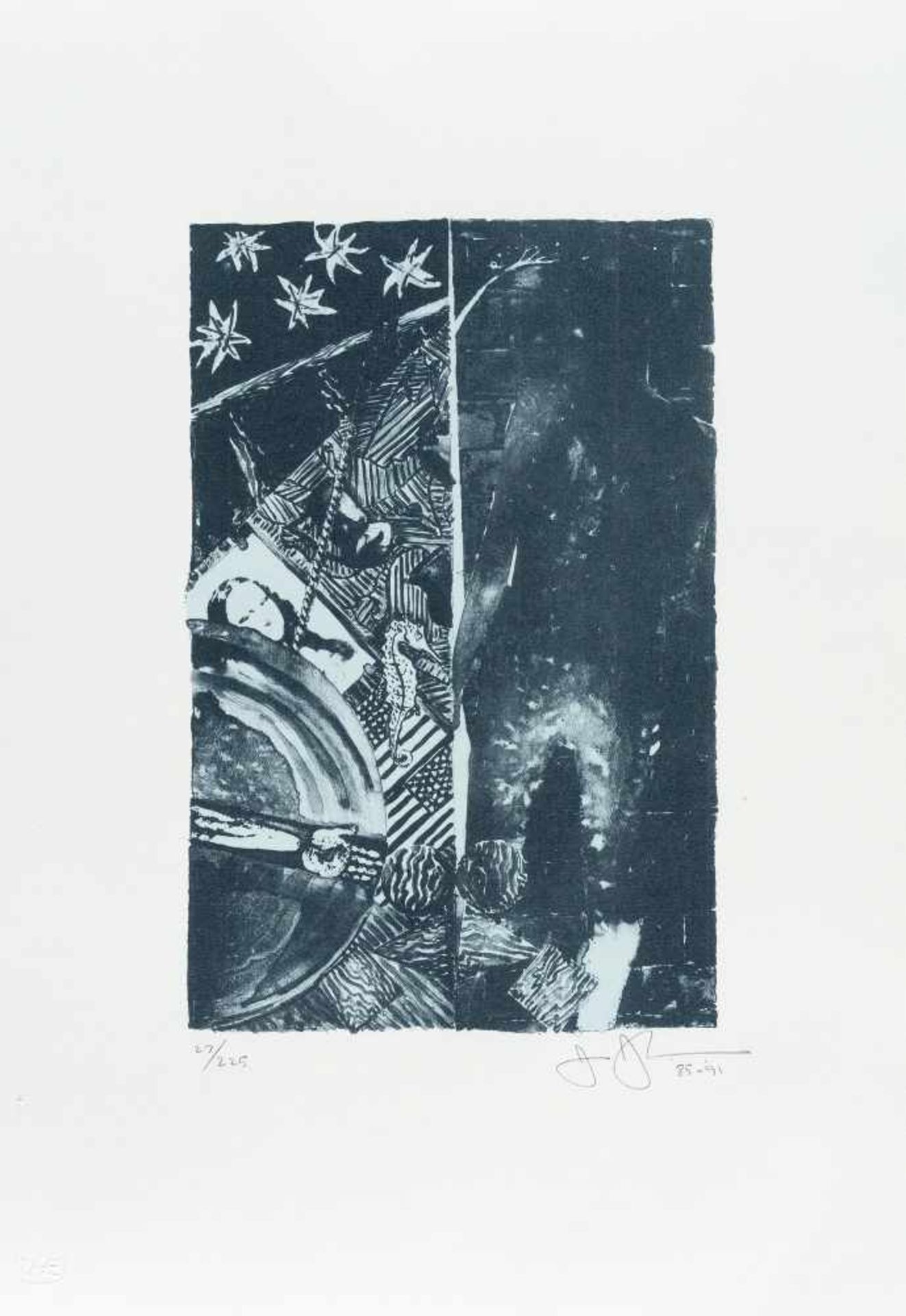 Jasper Johns1930 AugustaSummer (Blue)Farbige Lithographie auf Maschinenbütten mit Wz. „ENGLAND“