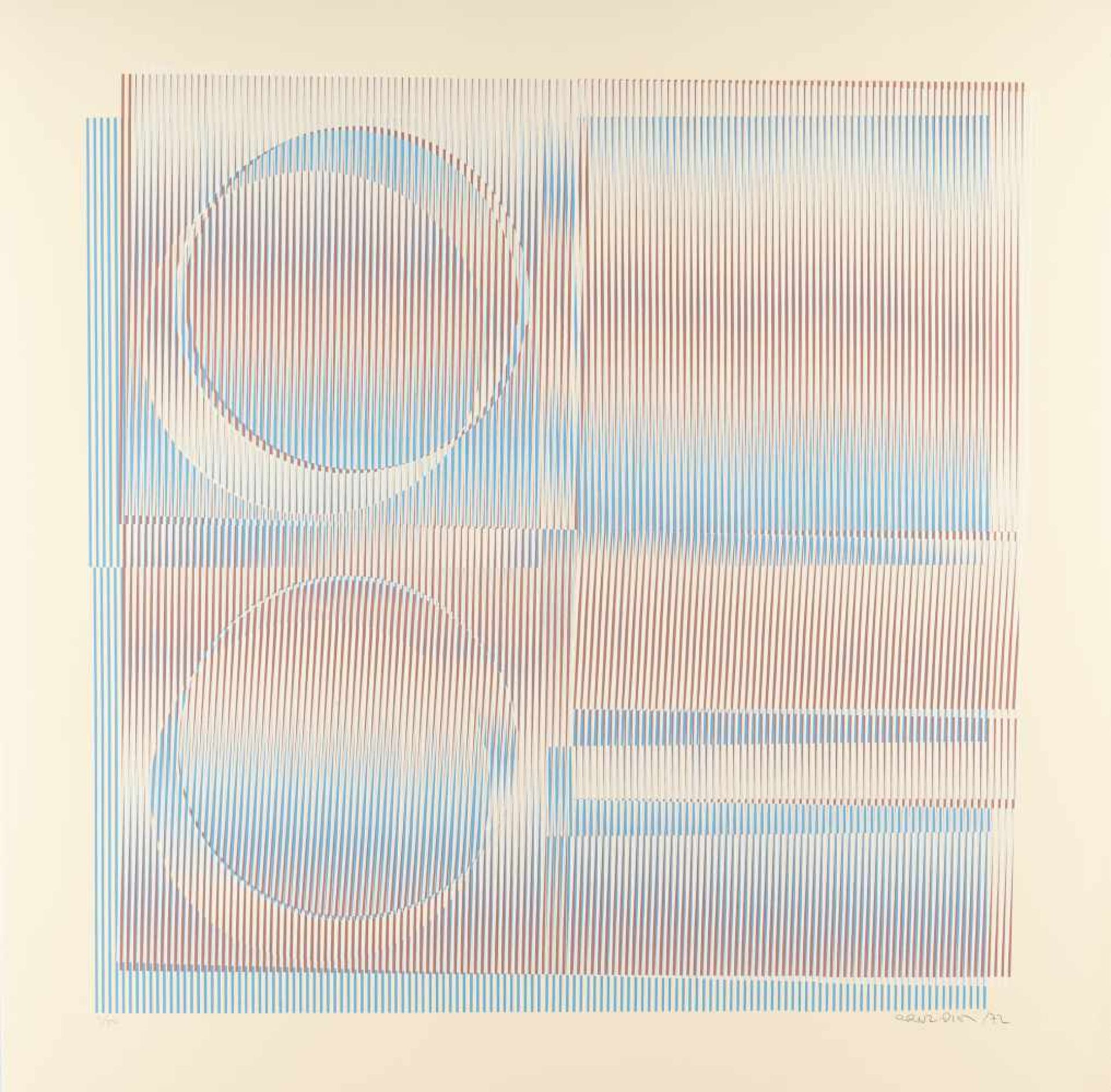 Carlos Cruz-Diez1923 CaracasPhysichromieFarbige Serigraphie auf leichtem Karton. (19)72. Ca. 52 x 52