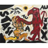 A. R. Penck (Ralf Winkler)1939 Dresden - Zürich 2017„Stasi“Acryl und Serigraphie auf Leinwand. (