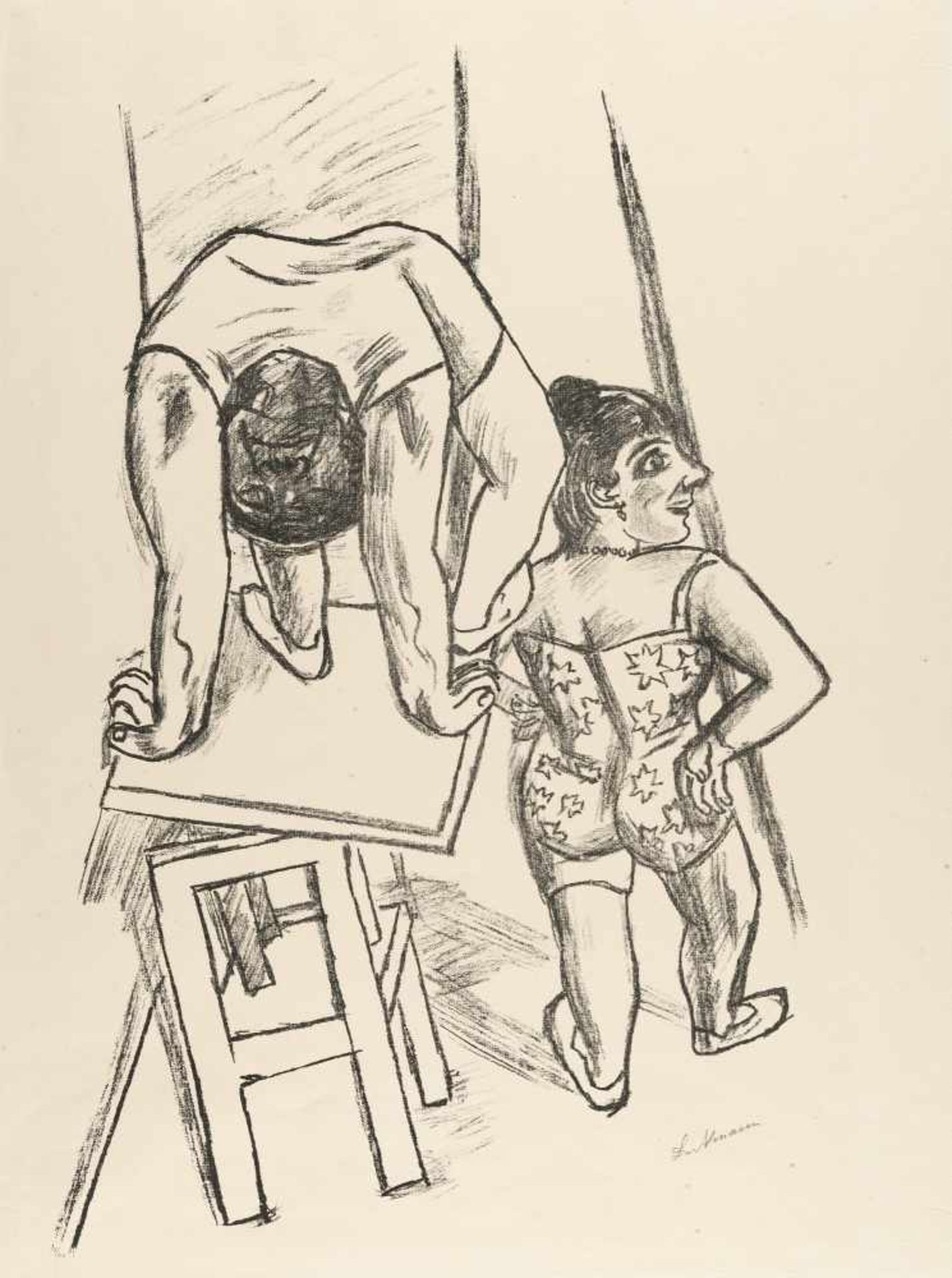 Max Beckmann1884 Leipzig - New York 1950Vor dem Auftritt (Akrobaten)Lithographie auf chamoisfarbenem