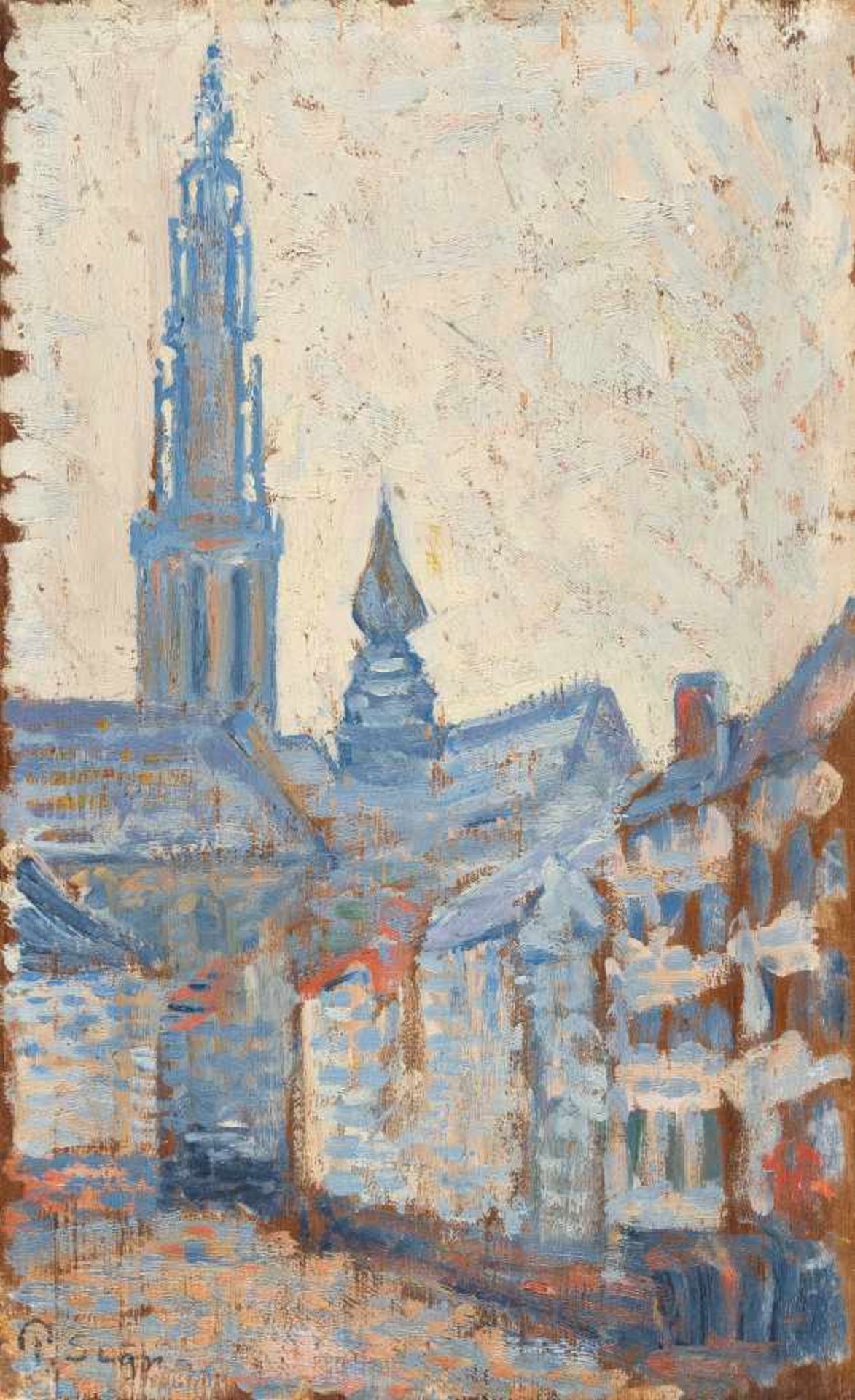 Paul Signac1863 - Paris - 1935Cathédrale d'Anvers (Liebfrauenkathedrale in Antwerpen)Öl auf Holz. (
