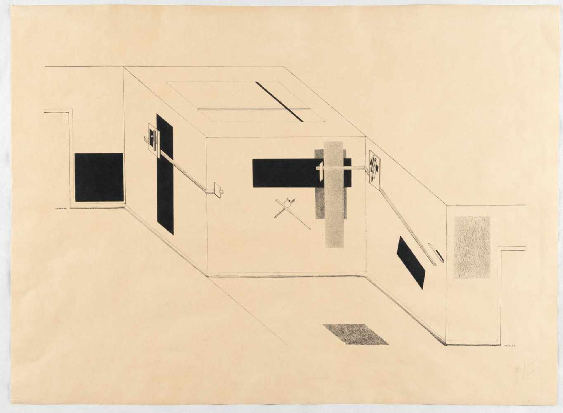 El Lissitzky1890 Potschinok - Moskau 1941Der ProunenraumLithographie auf festem, glattem Velin. ( - Image 2 of 3