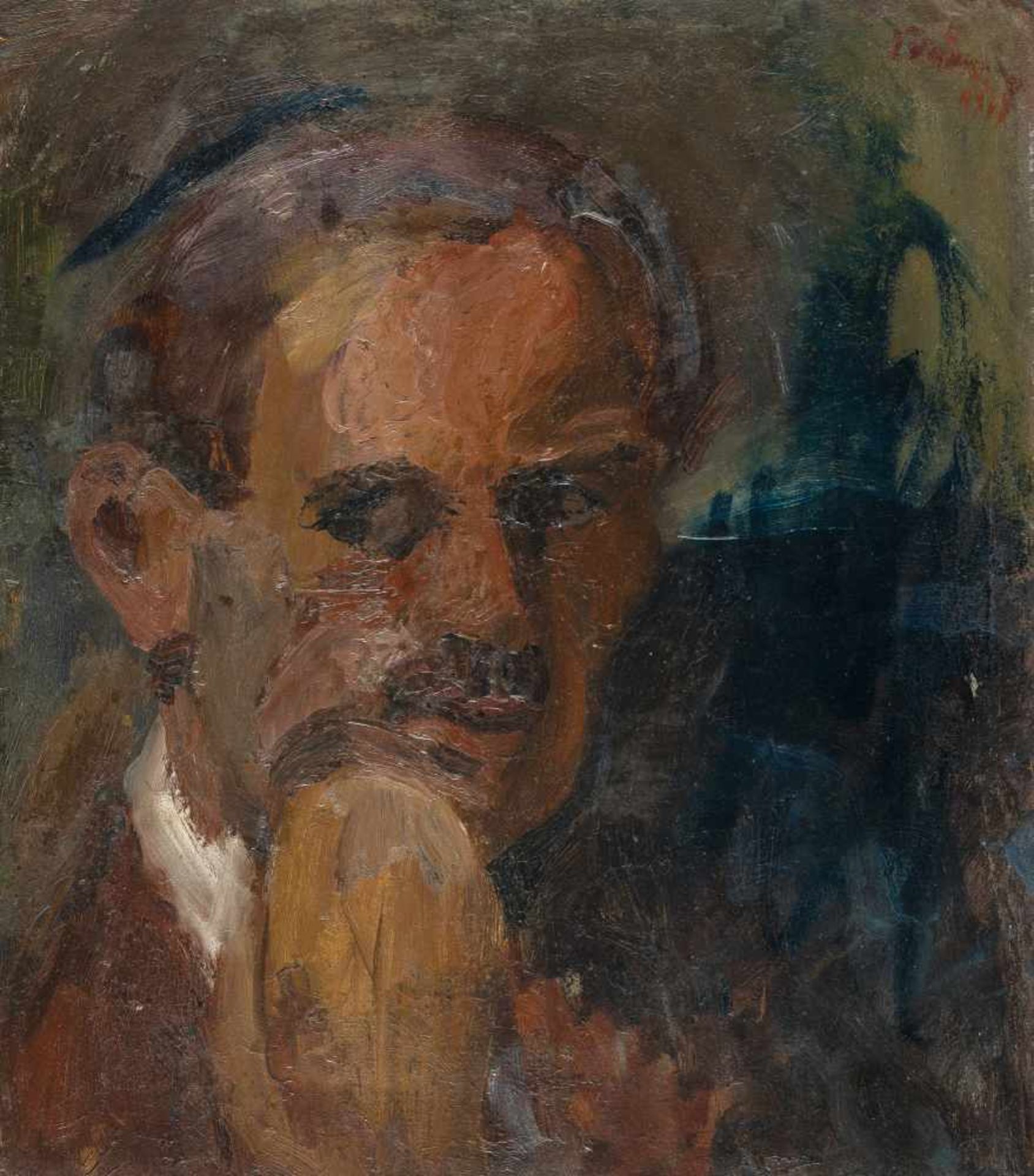 Georgios Bouzianis (Jorgo(S) Busianis)1885 - Athen - 1959Selbstbildnis (Mann mit Hand am Kinn)Öl auf