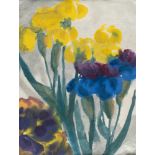 Emil Nolde1867 Nolde - Seebüll 1956Blaue und gelbe SchwertlilienAquarell auf Japan. (Um 1930/35).