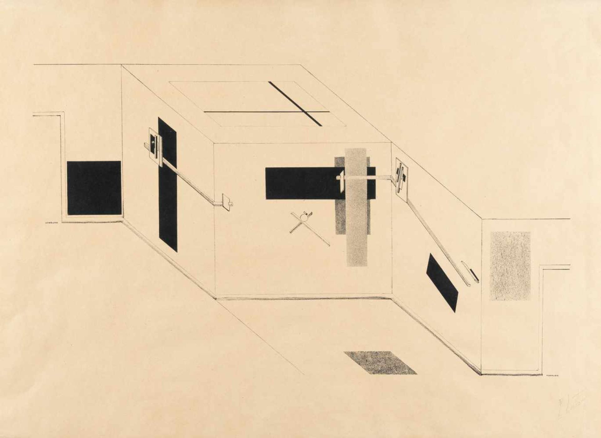 El Lissitzky1890 Potschinok - Moskau 1941Der ProunenraumLithographie auf festem, glattem Velin. (