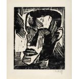 Karl Schmidt-Rottluff1884 Rottluff bei Chemnitz - Berlin 1976SelbstbildnisHolzschnitt auf festem,