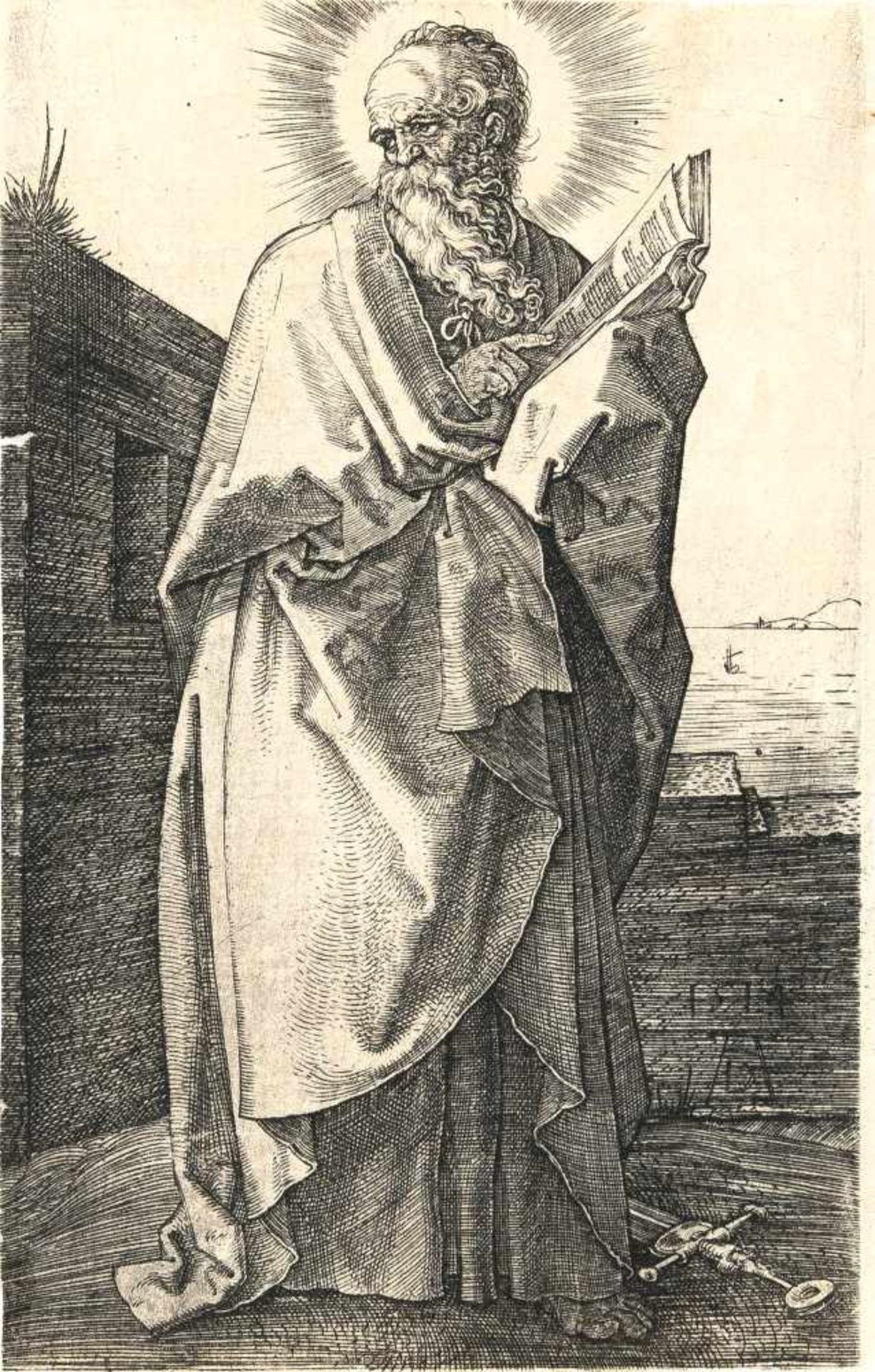 Albrecht Dürer1471 - Nuremberg - 1528Der Apostel PaulusKupferstich auf Bütten. (1514). 11,6 x 7,4 cm - Image 2 of 2