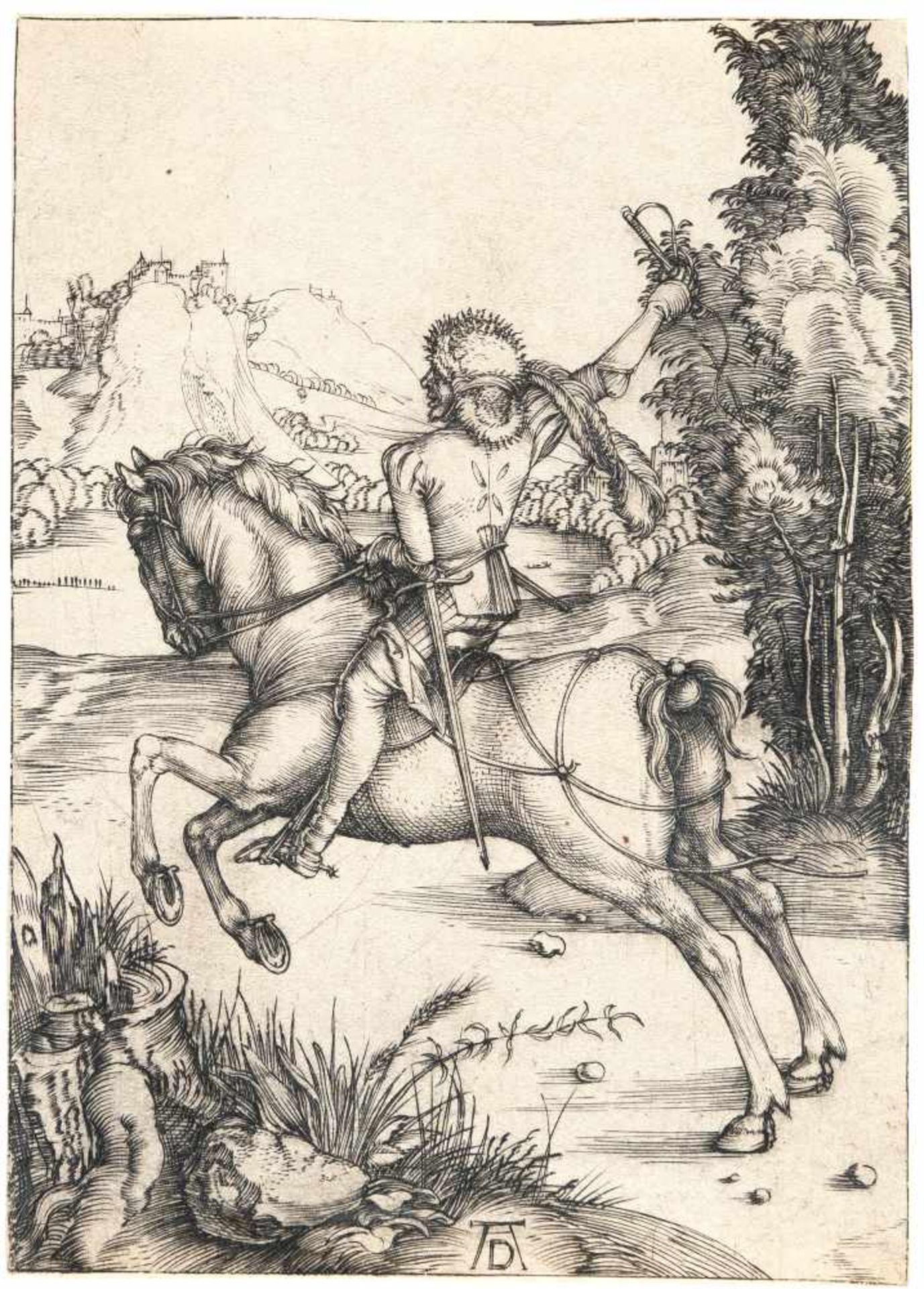 Albrecht Dürer1471 - Nuremberg - 1528Galoppierender Reiter (Der kleine Kurier)Kupferstich auf