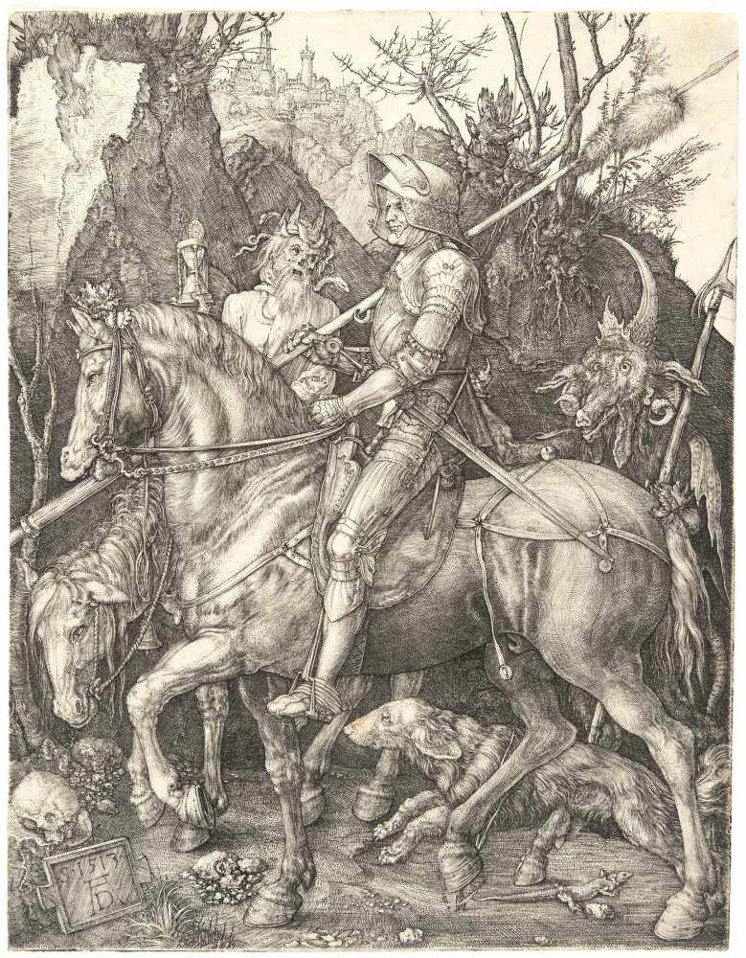 Albrecht Dürer1471 - Nuremberg - 1528Ritter, Tod und TeufelKupferstich auf Bütten ohne Wz. (1513).