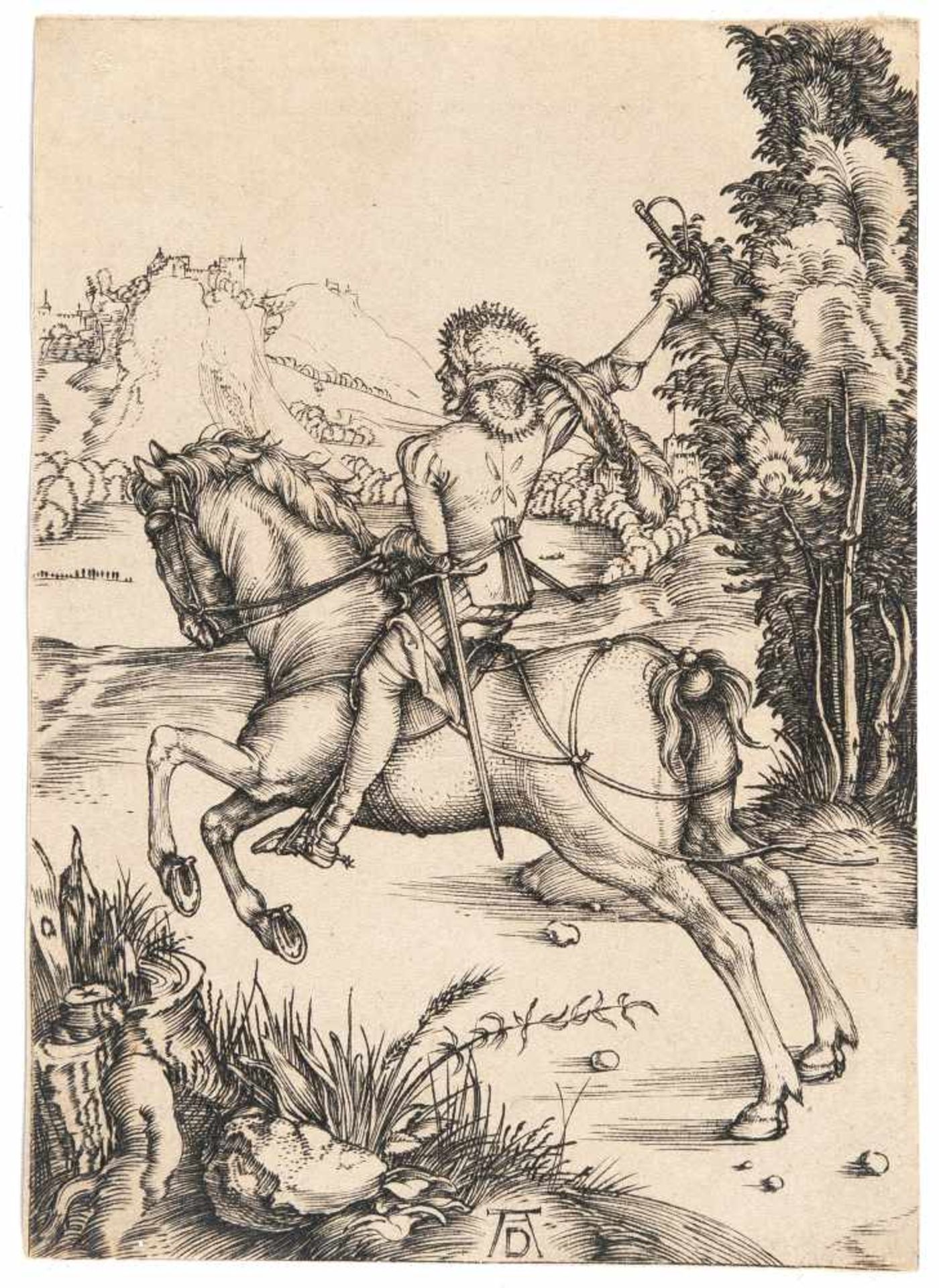 Albrecht Dürer1471 - Nuremberg - 1528Galoppierender Reiter (Der kleine Kurier)Kupferstich auf