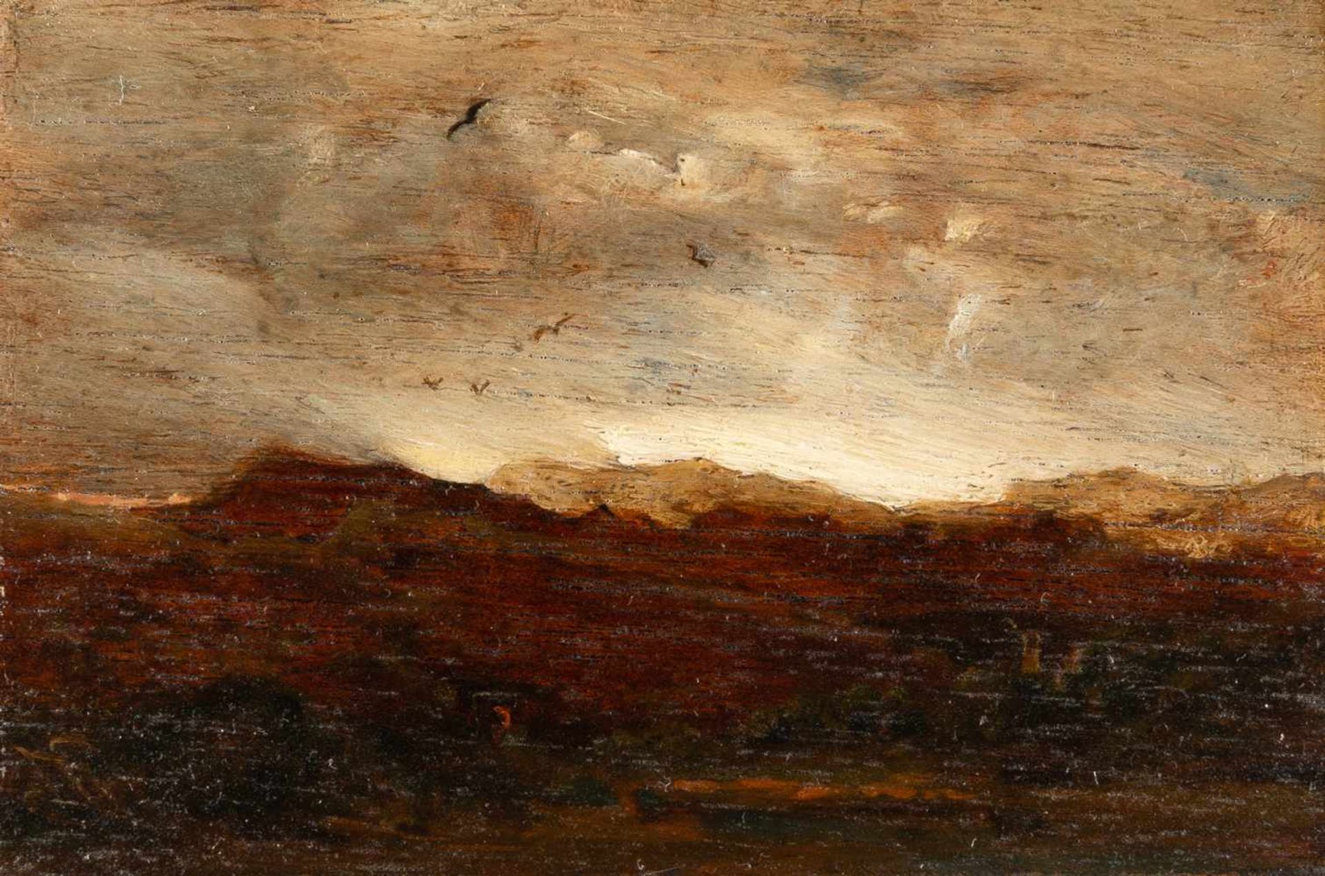 Carl Spitzweg 1808 - Munich - 1885 Aufziehendes Gewitter bei Murnau Öl auf Zigarrenkisten-Holz. 9,