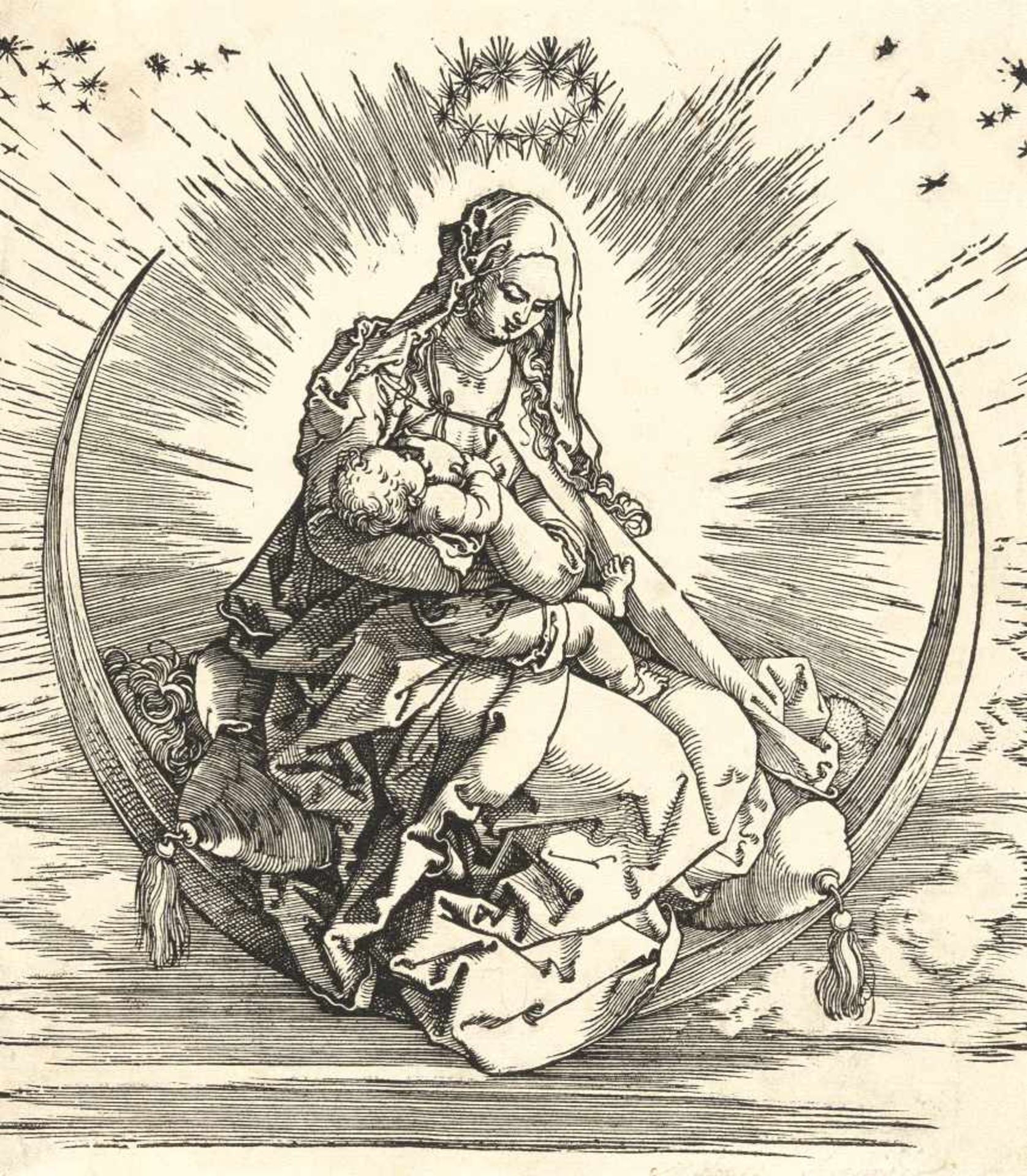 Albrecht Dürer1471 - Nuremberg - 1528Maria auf der MondsichelHolzschnitt auf Bütten. (Um 1511). 21,8