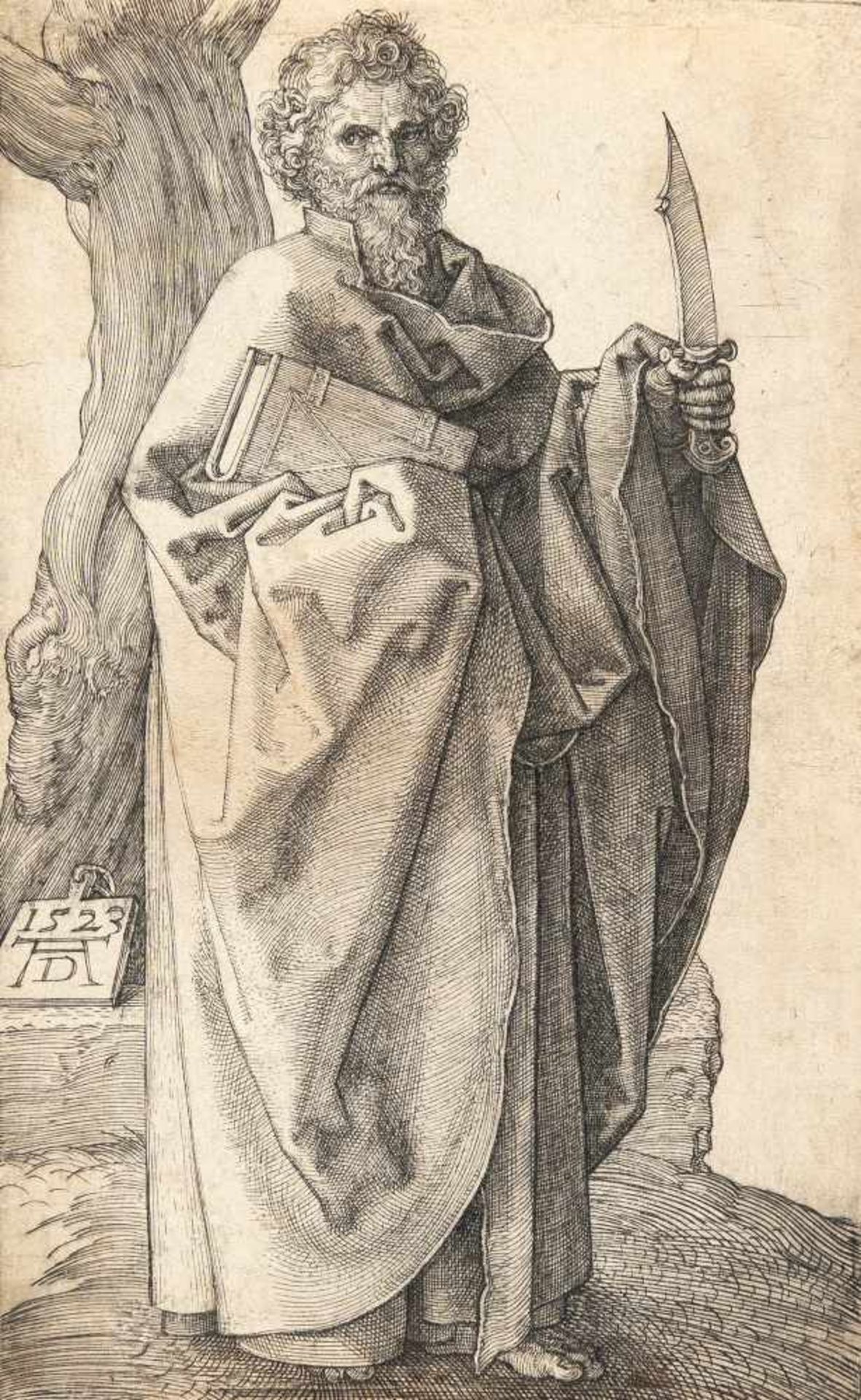 Albrecht Dürer1471 - Nuremberg - 1528Der Apostel BartholomäusKupferstich auf Bütten. (1523). 12,2