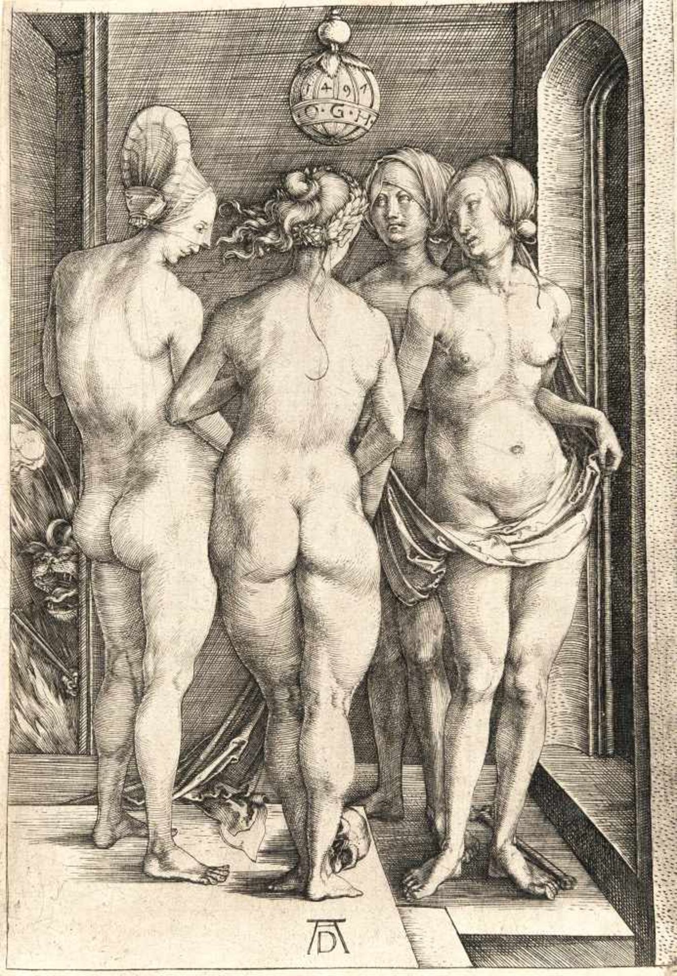 Albrecht Dürer1471 - Nuremberg - 1528Vier nackte Frauen (Die vier Hexen)Kupferstich auf Bütten mit