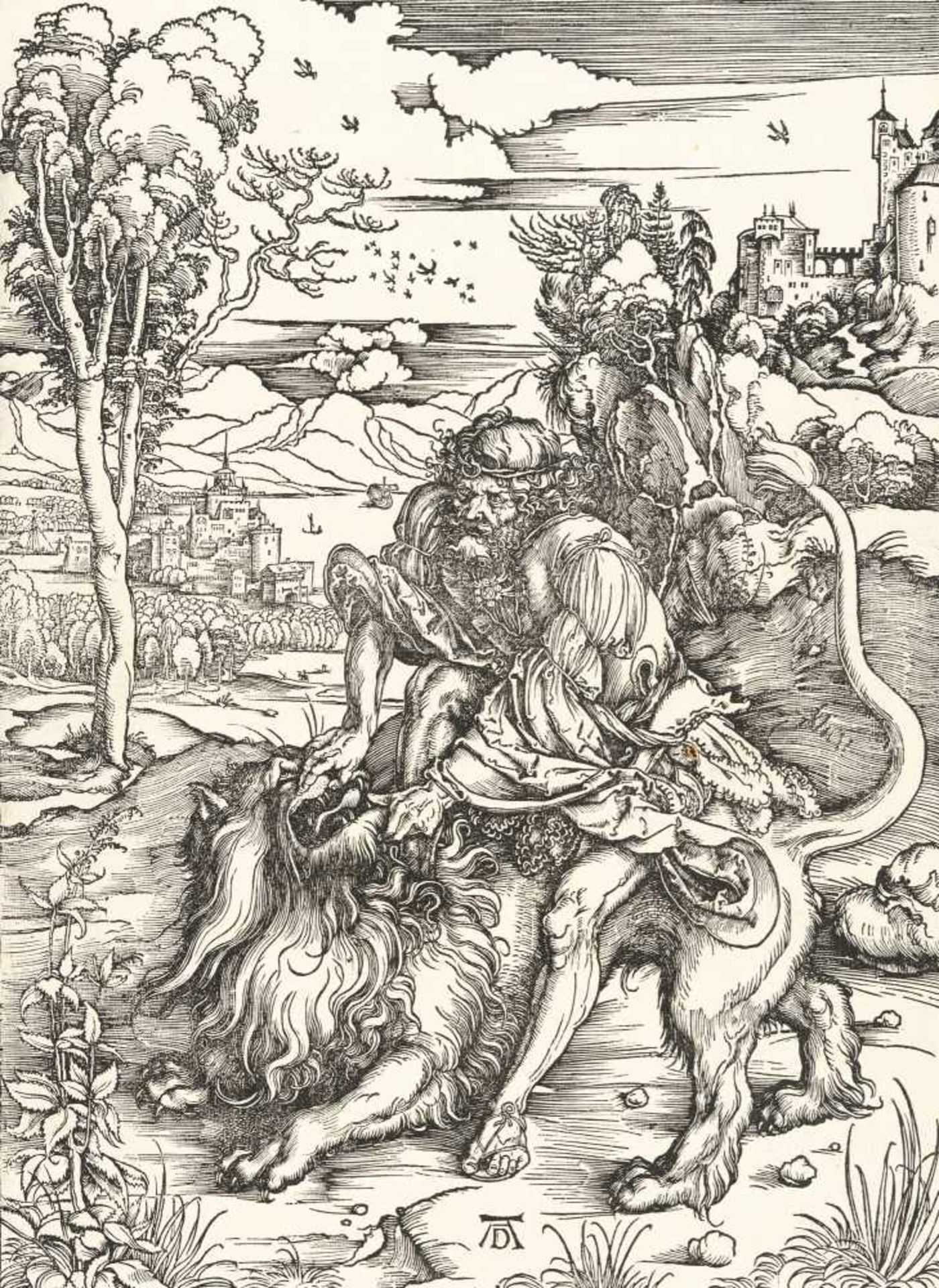 Albrecht Dürer1471 - Nuremberg - 1528Samson tötet den LöwenHolzschnitt auf Bütten mit Wz. „Der