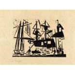 Lyonel Feininger1871 - New York - 1956Harbour (with boats and anglers)Woodcut on slightly brownish