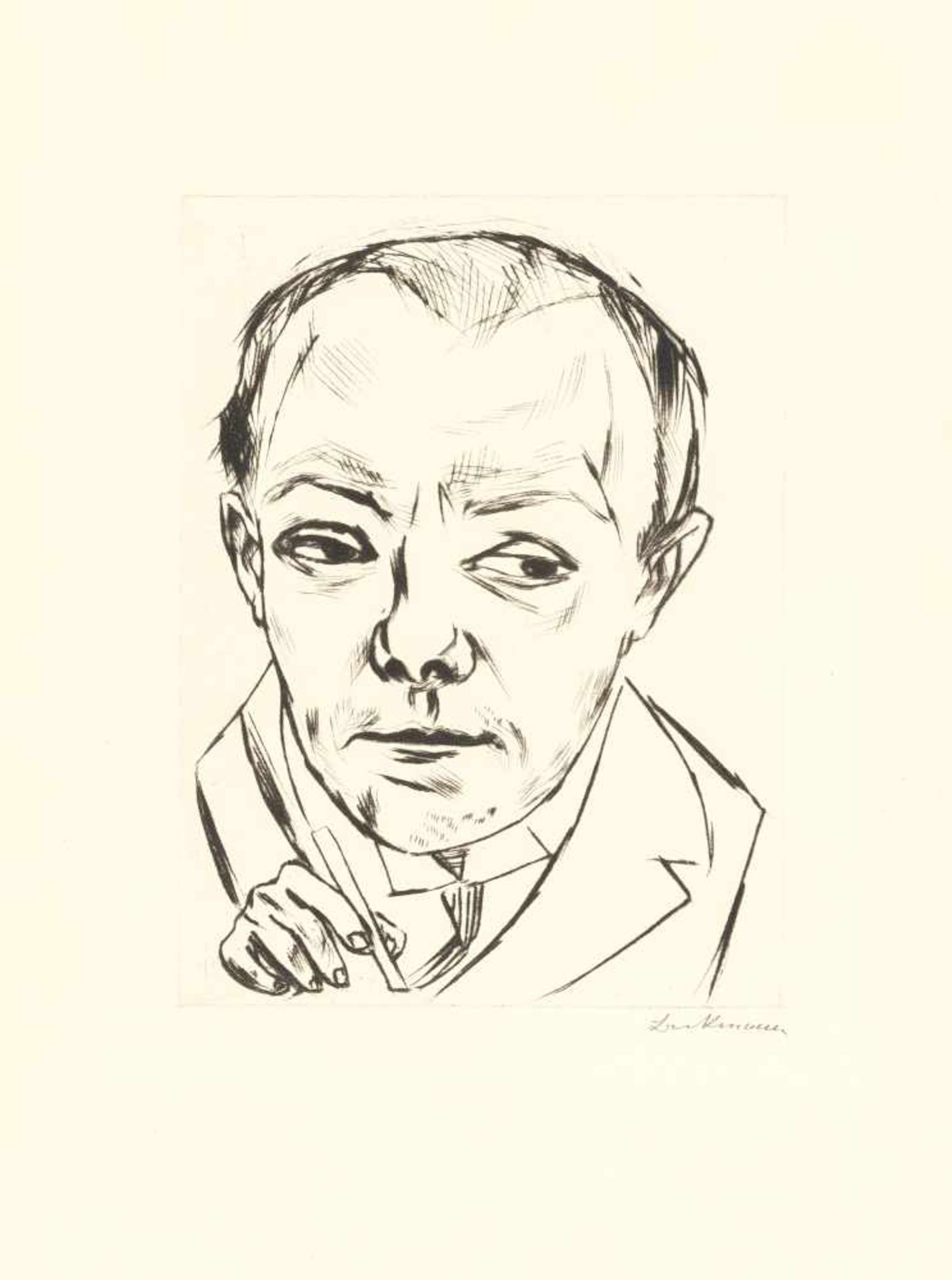 Max Beckmann1884 Leipzig - New York 1950Self-portraitDrypoint etching on cream wove. (1920). C. 19.5