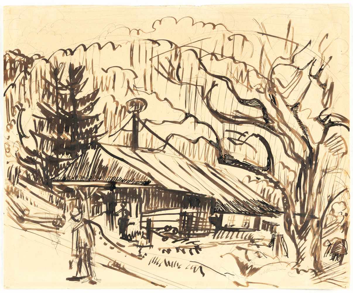 Ernst Ludwig Kirchner1880 Aschaffenburg - Frauenkirch/Davos 1938On the pasture (Stafelalp)Indian ink - Image 3 of 4