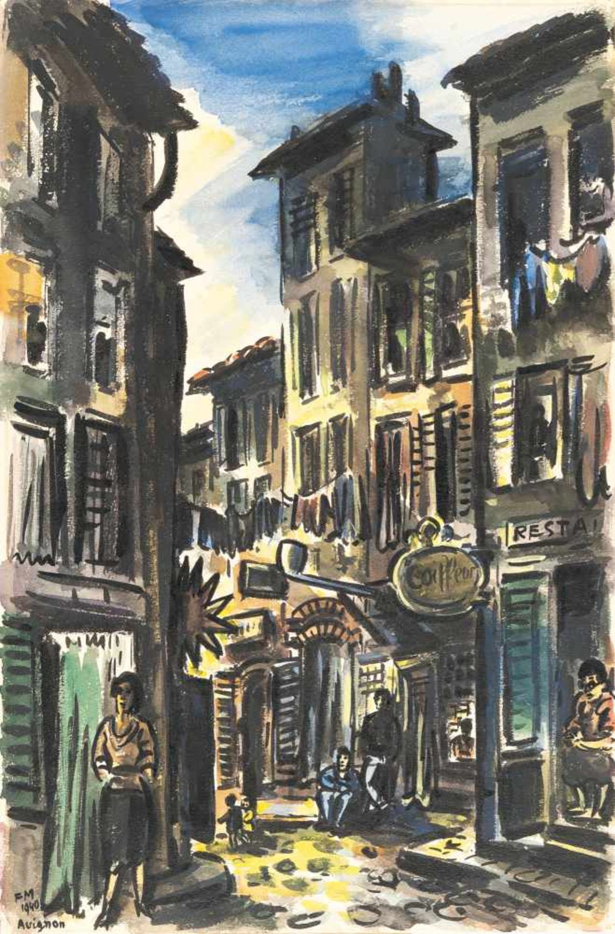 Frans Masereel1889 Blankenberghe - Avignon 1972Street in AvignonWatercolour on wove. 1940. C. 48 x