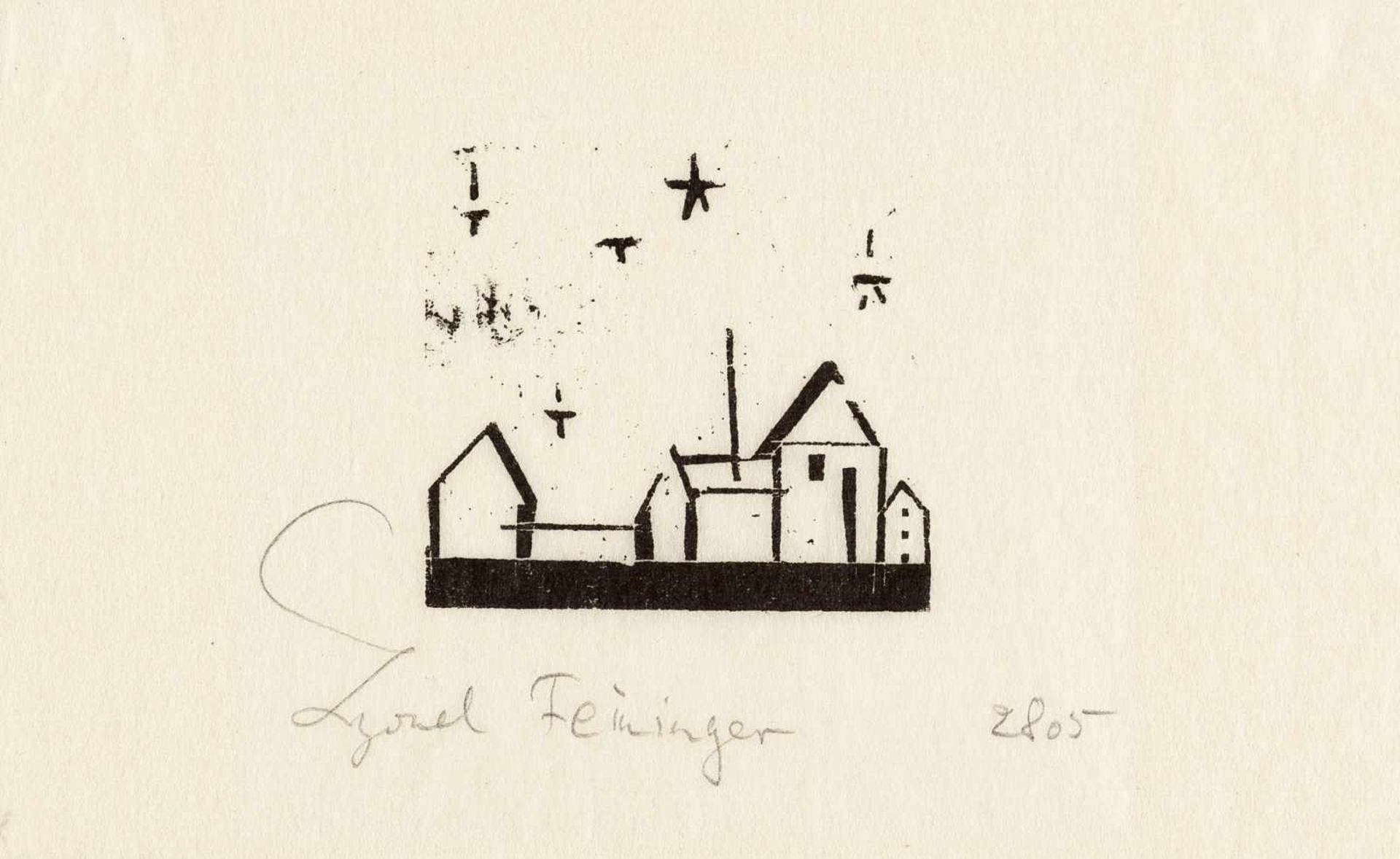 Lyonel Feininger1871 - New York - 1956Building with five starsWoodcut on very fine cream Japon
