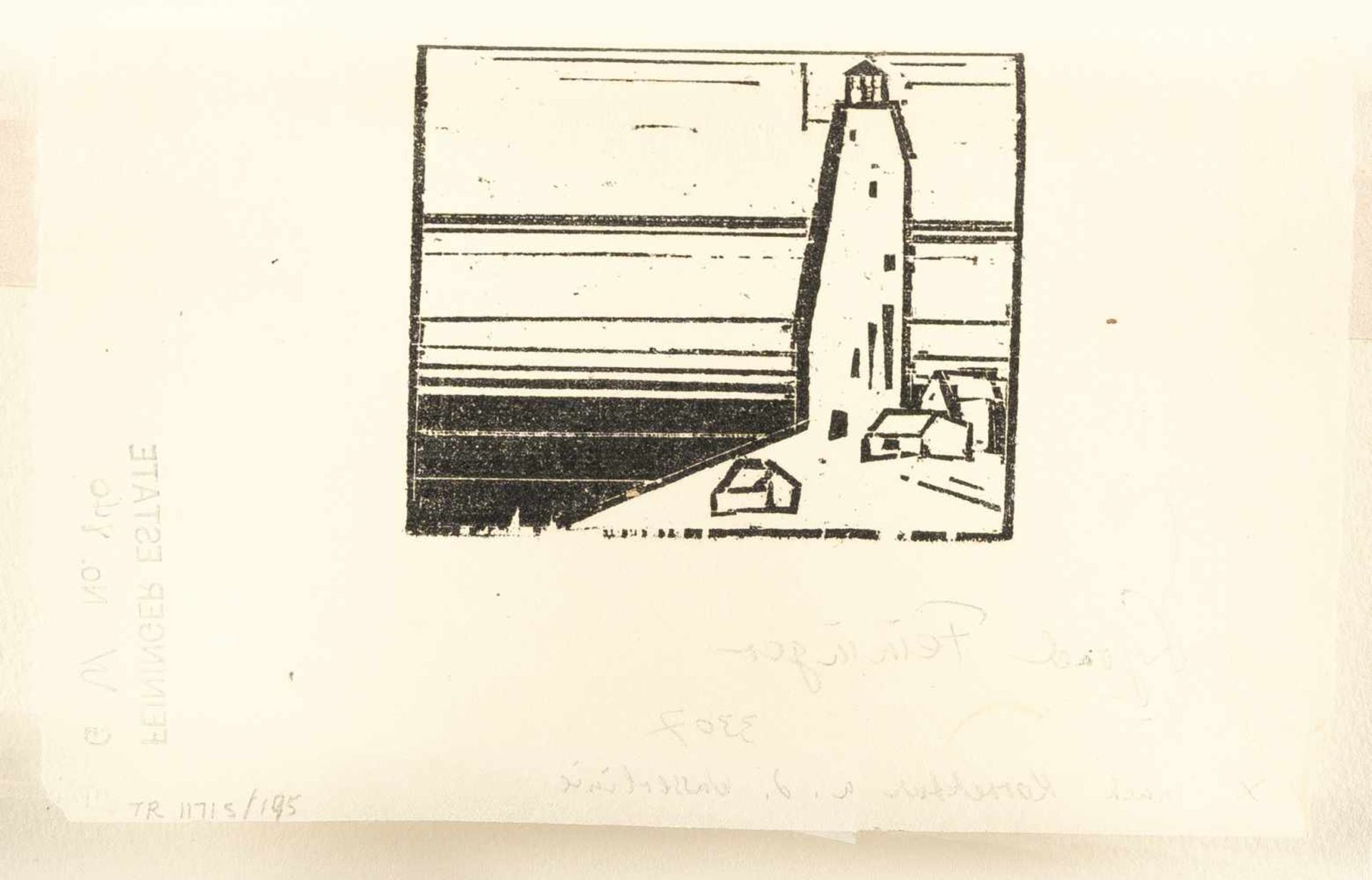 Lyonel Feininger1871 - New York - 1956LighthouseWoodcut on thin Japon. (1933). C. 6.5 x 7 cm ( - Bild 2 aus 2