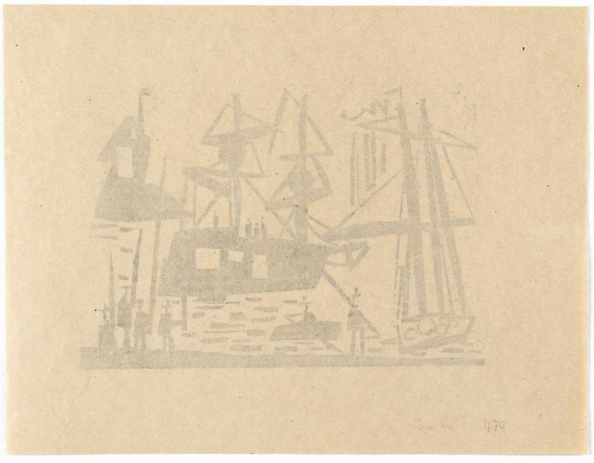 Lyonel Feininger1871 - New York - 1956Harbour (with boats and anglers)Woodcut on slightly brownish - Bild 2 aus 2