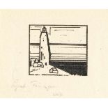 Lyonel Feininger1871 - New York - 1956LighthouseWoodcut on thin Japon. (1933). C. 6.5 x 7 cm (