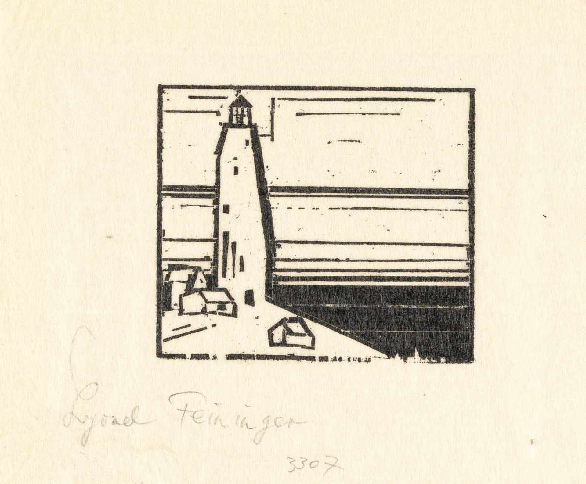 Lyonel Feininger1871 - New York - 1956LighthouseWoodcut on thin Japon. (1933). C. 6.5 x 7 cm (